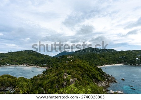 View from John-Suwan Viewpoint overlooking Chalok Baan Kao and Shark Bay, Koh Tao, Thailand