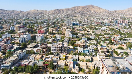 A View Of Kabul City, Construction Building Crowding People, Afghanistan September 2021.