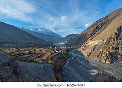 A view of the Kagbeni village in the Mustang region of Nepal. The Kali Gandaki river can be seen on the right and the Nilgiri peak can be seen in the background.  - Shutterstock ID 1652474647