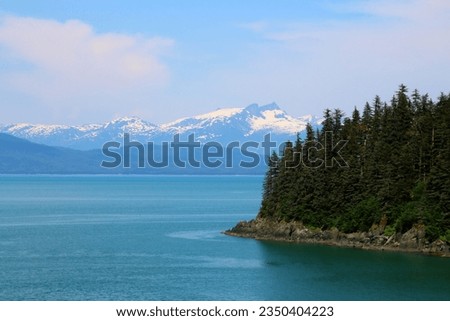 View of Kakuhan Range from William Henry Bay in the US state of Alaska  