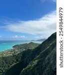 View of the Kaneohe Bay from Keolu Hills in Hawaii