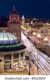 A View Of The Kansas City Country Club Plaza Christmas Lights And The Skyline Of Downtown Kansas City, Missouri