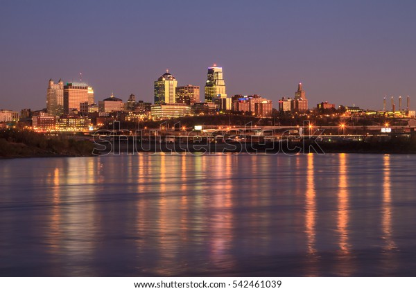 View Kansas City Skyline Twilight Reflections Stock Photo (edit Now 