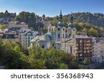 View of Karlovy Vary with Church of St. Mary Magdalene, Czech republic