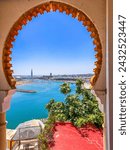 View from Kasbah de Oudayas to Hassan tower and De Bouregreg River in Rabat, Morocco