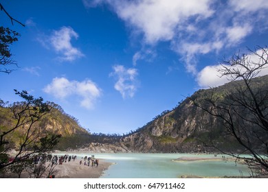 View Of Kawah Putih Crater In Bandung West Java, Indonesia