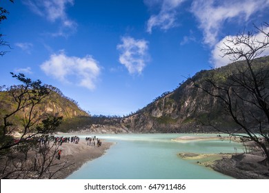 View Of Kawah Putih Crater In Bandung West Java, Indonesia