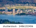 A view of the Kelowna Skyline and Okanagan Lake from Mount Boucherie in West Kelowna British Columbia Canada in the summer