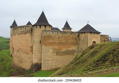 View of Khotyn fortress, Western Ukraine (XIII century) - Shutterstock ID 259418453