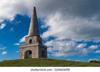 The view of the Killiney Hill Obelisk in Dublin, Ireland. Killiney Hill Park.