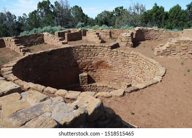 View Of Kiva In Pipe Shrine House At Far View Sites In Mesa Verde National Park, Colorado