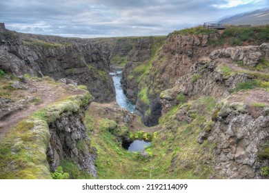 View of Kolugljufur canyon on Iceland