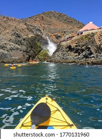 View of La Bufadora (the blowhole) via kayak in Ensenada