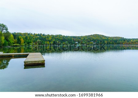 View of the Lac Rond lake, in Sainte-Adele, Laurentian Mountains, Quebec, Canada
