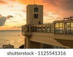 View of the Lacerda Elevator with beautiful sunset - Salvador, Bahia Brazil
