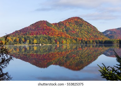 View Of The Lac-Superieur, In Laurentides, Mont-tremblant, Quebec, Canada, During Indian Summer