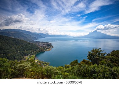 View Of Lake Atitlan And Panajachel From San Jorge