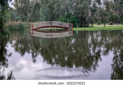 View of the lake and bridge at Forbes in central New South Wales, Australia