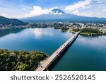 View of the lake Kawaguchi in Fujikawaguchiko in Yamanashi Prefecture near Mount Fuji, Japan