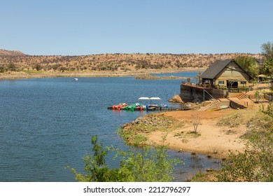 View Of The Lake Oanob, An Idyllic Holiday Resort With A Lake And A Dam Near Rehoboth In The Kalahari Desert.