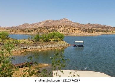 View Of The Lake Oanob, An Idyllic Holiday Resort With A Lake And A Dam Near Rehoboth In The Kalahari Desert.