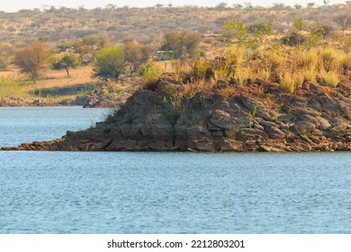 View Of The Lake Oanob, An Idyllic Holiday Resort With A Lake And A Dam Near Rehoboth In The Kalahari Desert. Namibia.