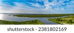 An view of Lake Okeechobee surrounded by lush greenery in Florida, the United States