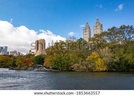 A view of the Lake from the Point inside the Ramble in Central Park, New York City