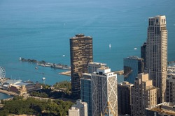 A View Of The Lake Point Tower From The John Hancock Center. Includes Other Buildings And Parts Of Navy Pier.