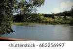 View of lake in rural landscape, Mogi das Cruzes, SP, Brazil