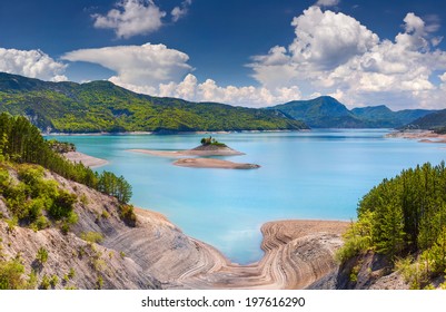 View Of Lake Serre-Poncon, Alps, France.