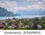 View to lake in St. Wolfgang im Salzkammergut, a market town in central Austria, in the Salzkammergut region of Upper Austria, named after Saint Wolfgang of Regensburg.