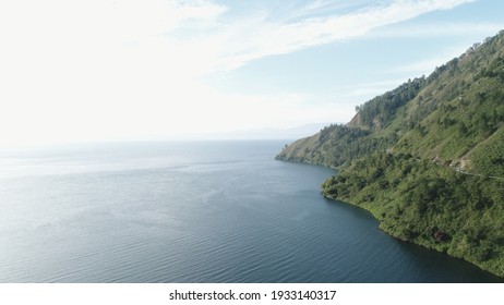 View Of Lake Toba In Balige Via Drone, Batak Toba Indonesia