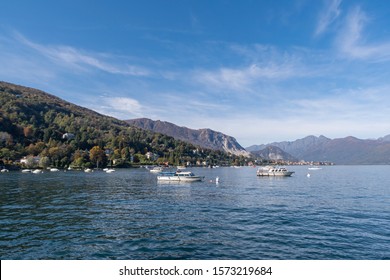 View From The Lakefront Promenade In Stresa Of The Borromean Gulf On Lake Maggiore, Northern Italy, Piedmont Region, Province Of Verbano Cusio Ossola