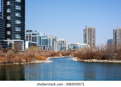 View Of Lakeshore Boulevard West, Toronto From The Opposite Site Of The Bay Of Ontario Lake. 