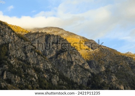 View of landscape furi mountain in autumn season from cable car in zermatt, swiss