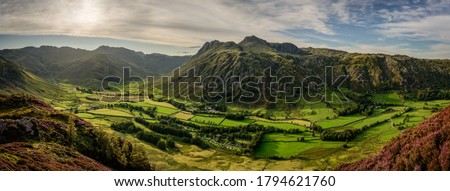 View of the Langdale Pikes from Side Pike, Lake District, England
