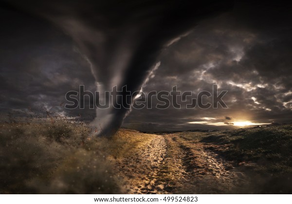 View Large Tornados Destroying Landscape Stock Photo (edit Now) 499524823