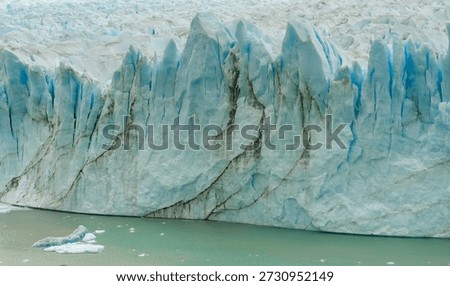 a view of layers of sediment in the terminus wall of perito moreno glacier in los glaciares national park of argentina