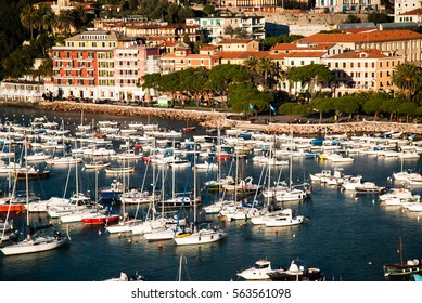 view of lerici in la spezia, its bay and small port 