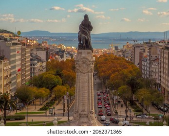 A View Of Liberty Avenue In Lisbon Portugal