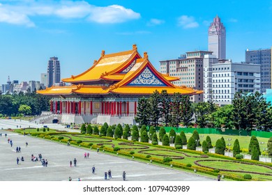View of Liberty Square and National Concert Hall close to Chiang Kai Shek Memorial Hall in Taipei, Taiwan. 