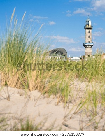 Similar – Foto Bild Strand von Warnemünde mit Ausblick auf Westmole