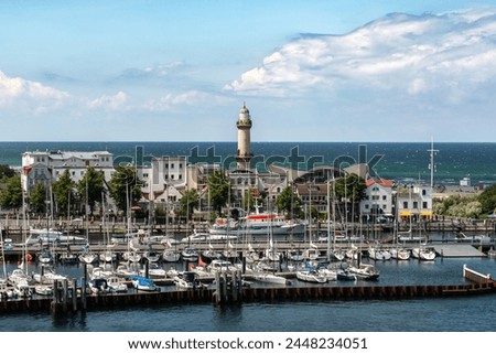 Similar – Foto Bild Strand von Warnemünde mit Ausblick auf Westmole