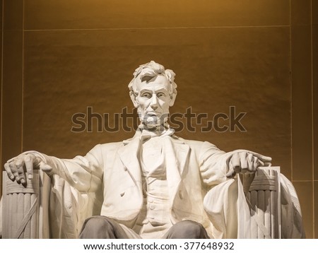 View of the Lincoln statue in the Lincoln Memorial