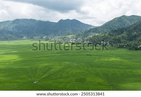 View of Lingko Spider Web Rice Fields While Sunlight Piercing . Flores Island, East Nusa Tenggara, Indonesia