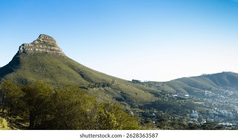 A view of Lion's Head from the base of Table Mountain in Cape Town South Africa
