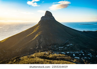 View of Lion's head from Kloof Corner hike at sunset in Cape Town, Western Cape, South Africa - Powered by Shutterstock