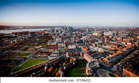 View of Liverpool City with the Merseyside River