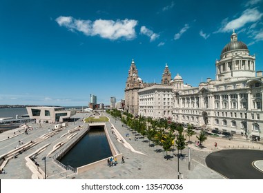 View of liverpool waterfront from the windows of Liverpool museum at the docks